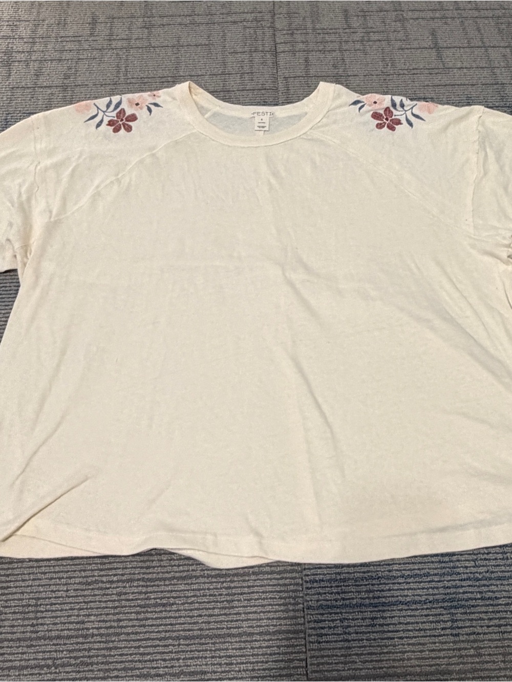 torrid Cream Floral Shoulder Boxy Top